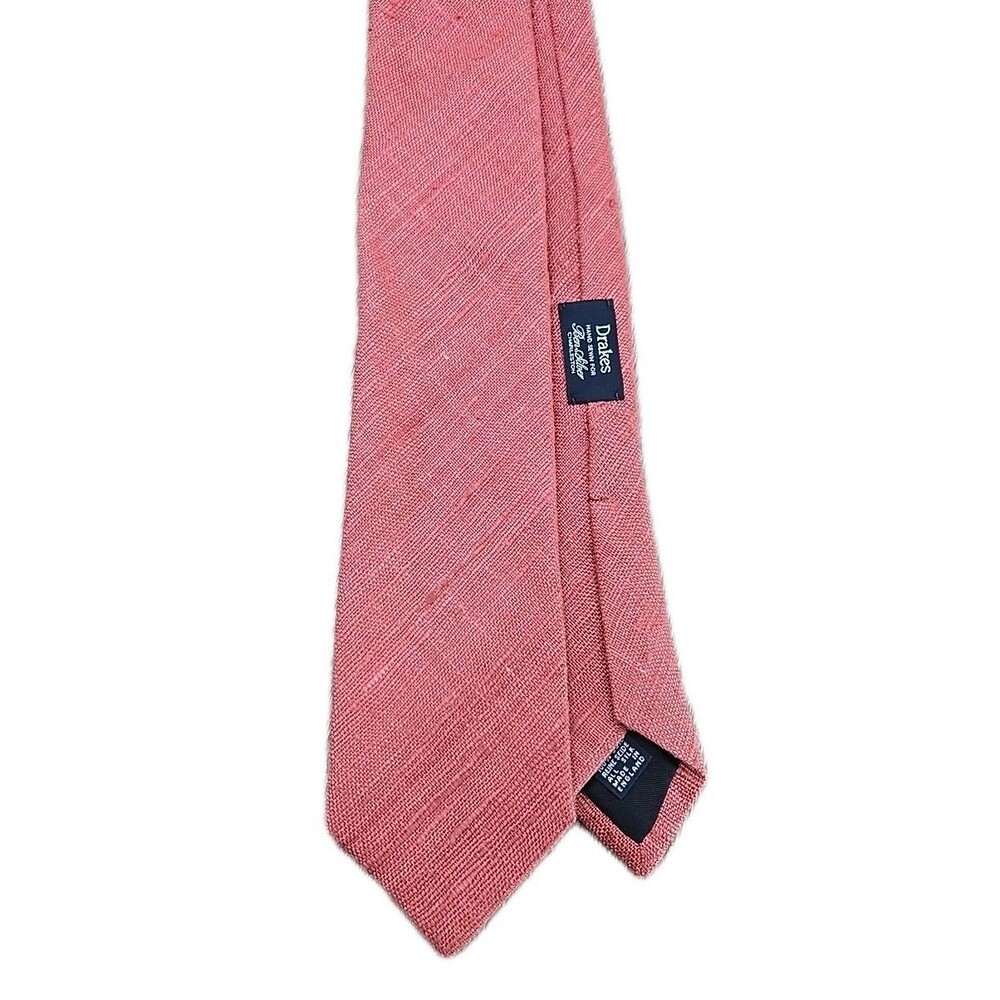Drake's Tussah Hand Rolled Silk Tie Salmon MSRP $275.00 Hand Made England